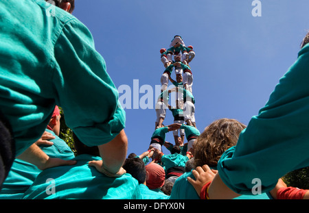 Castellers de Sants.'Castellers' les capacités humaines, une tradition catalane Banque D'Images