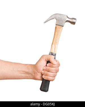 Man s hand holding hammer Photo Stock Alamy