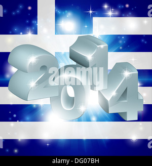 Drapeau de la Grèce 2014 Arrière-plan. Nouvelle Année ou concept similaire Banque D'Images
