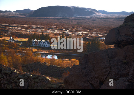 Le parc national de Þingvellir (Thingvellir autour) où le conseil national de l'Islande ont été formés dans l'année 930. Banque D'Images