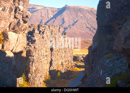 Le parc national de Þingvellir (Thingvellir autour) où le conseil national de l'Islande ont été formés dans l'année 930. Banque D'Images