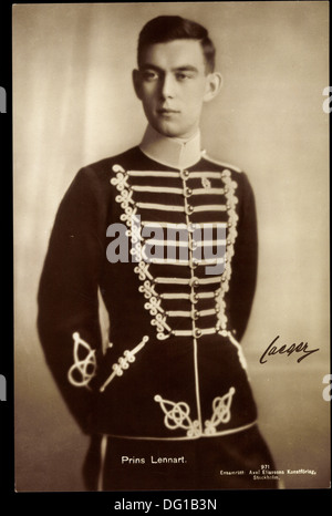 Ak Prins Lennart, Prinz von Schweden, uniforme, Husar, Knöpfe ; Banque D'Images
