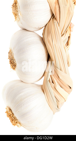 Garlic plait isolated on white Banque D'Images