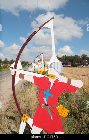 Une ligne de chiffres sur l'archer Anglais 1415 Bataille à Azincourt (Azincourt), Ile-de-France, France. Banque D'Images