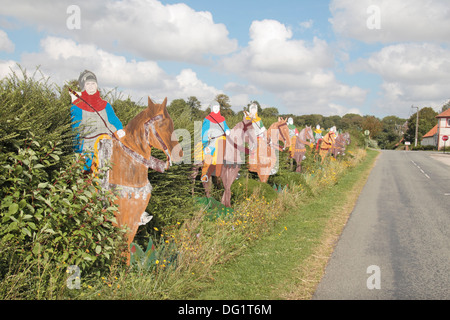 Une ligne de chevalier Français chiffres sur la bataille d'Azincourt (1415 à Agincourt), Ile-de-France, France. Banque D'Images