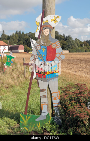 Une ligne de chiffres sur l'archer Anglais 1415 Bataille à Azincourt (Azincourt), Ile-de-France, France. Banque D'Images