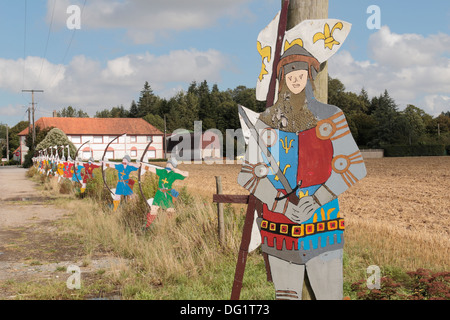 Une ligne de chiffres sur l'archer Anglais 1415 Bataille à Azincourt (Azincourt), Ile-de-France, France. Banque D'Images