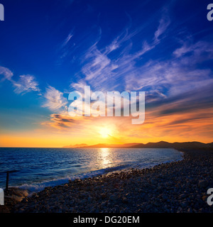 Ibiza Cap des Falco beach sunset et Es Vedra en Sant Josep Îles Baléares Banque D'Images