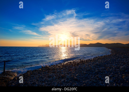 Ibiza Cap des Falco beach sunset et Es Vedra en Sant Josep Îles Baléares Banque D'Images