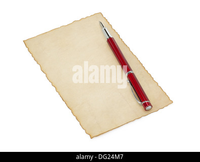 Papier vieilli isolé sur fond blanc Banque D'Images