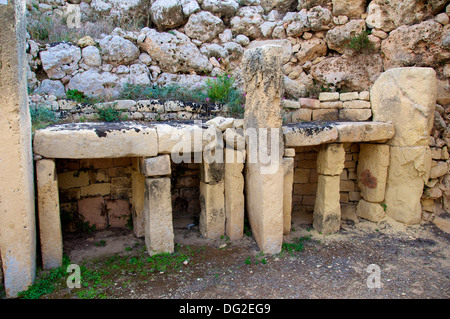 Autel complexe de temples de Ggantija mégalithiques de Malte Gozo Banque D'Images