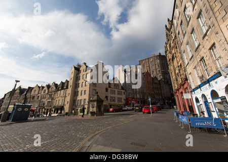 Ville d'Édimbourg, Écosse. La jonction entre le quartier historique de Grassmarket et Bow de l'ouest de la vieille ville d'Édimbourg. Banque D'Images