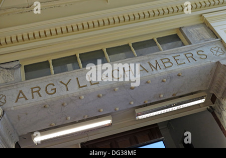 Argyll Chambers, bâtiment de bureaux, et arcade, dans le centre-ville de Glasgow, Écosse, Royaume-Uni Banque D'Images