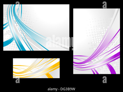 Design collection. Même courbes sur l'arrière-plan et horizontal/vertical banner en différentes couleurs Banque D'Images