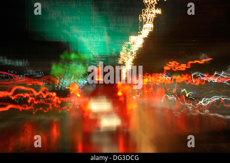 Images abstraites de la circulation de nuit à Bangkok, Thaïlande. Banque D'Images