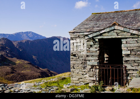 Honister mine d'ardoise sur le Honister Pass près de Buttermere dans le Lake District. Site d'un projet fil zip Banque D'Images