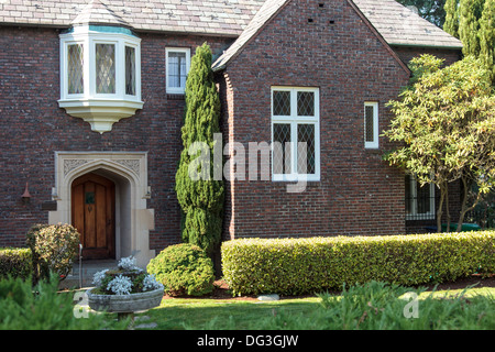 Grande construction en brique accueil quartier Queen Anne Seattle WA. Banque D'Images