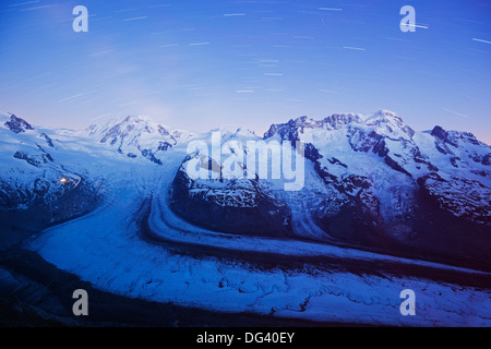 Glacier du Mont Rose et Breithorn Mountain, Zermatt, Valais, Alpes Suisses, Suisse, Europe Banque D'Images