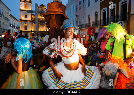 Salvador carnaval de rue dans le Pelourinho, Bahia, Brésil, Amérique du Sud Banque D'Images