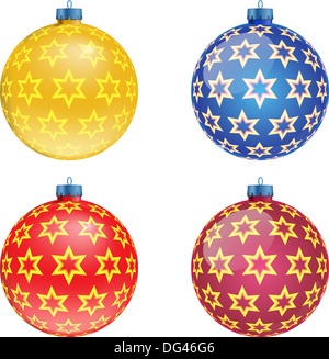Jeu de boules de Noël colorées, illustration Banque D'Images