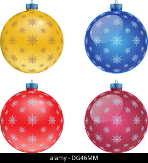Jeu de boules de Noël colorées, illustration Banque D'Images