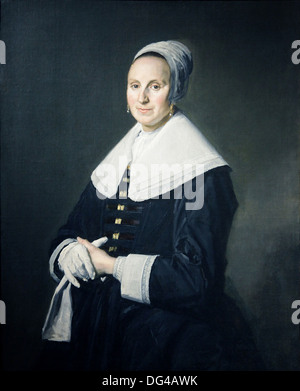 Portrait d'une femme avec des gants.c.1645-1650 par Frans Hals (1582-1666) pays-Bas.Dutch Golden Age peintre de portraits qui a travaillé à Haarlem Banque D'Images
