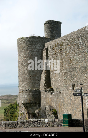 Château gallois sur la colline fortifiée de l'affleurement de premier plan Banque D'Images