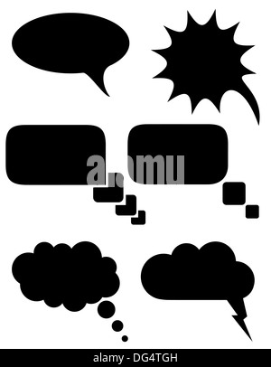 Icônes set bulles de rêves silhouette noire illustration isolé sur fond blanc Banque D'Images