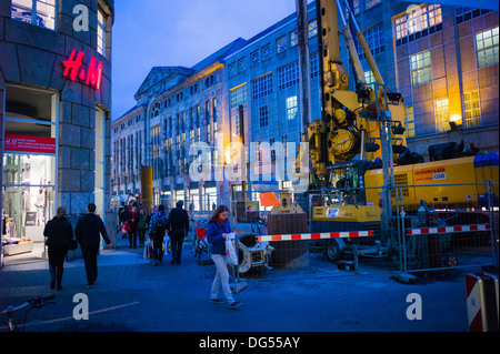 Tram souterrain construction site Karlsruhe Baden-Württemberg Allemagne Banque D'Images