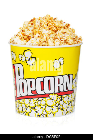 Boîte de pop-corn. Isolé sur fond blanc Banque D'Images