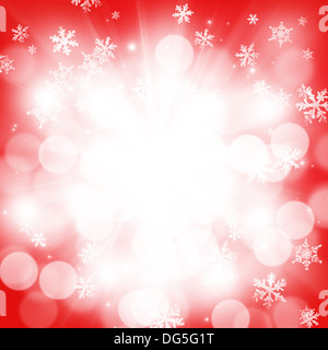 Noël arrière-plan flou abstrait avec des flocons Banque D'Images