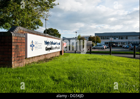 Enseigne à l'extérieur de l'hôpital général de l'ouest du pays de Galles, Carmarthen, pays de Galles, Royaume-Uni Banque D'Images