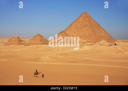 Pyramide de Menkaourê et pyramides de reines, Le Caire Banque D'Images