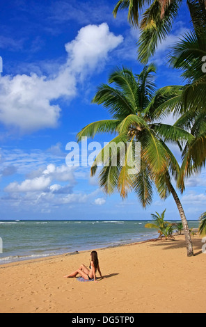 La plage de Las Terrenas, péninsule de Samana, République Dominicaine Banque D'Images