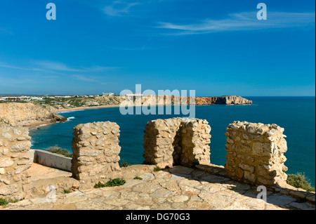 Le Portugal, l'Algarve, promontoire de Sagres et la plage de Mareta Banque D'Images