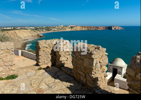 Le Portugal, l'Algarve, promontoire de Sagres et la plage de Mareta Banque D'Images