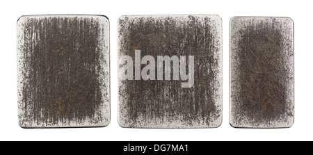 Les plaques de métal sombre, isolée des textures. Banque D'Images