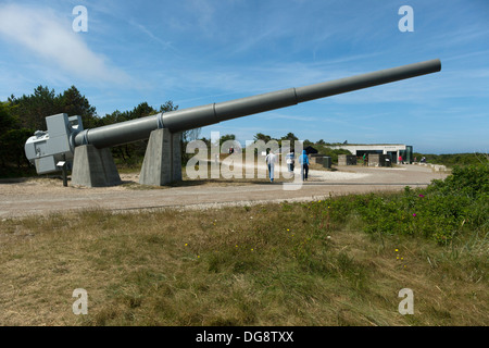 Le canon pour l'Allemand WW2 super cannon à Hansholm Musée du Bunker. Le Danemark. Banque D'Images