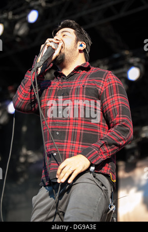Chino Moreno chanteur de groupe de metal alternatif américain Deftones effectue à la Zurich Openair 2013. Banque D'Images