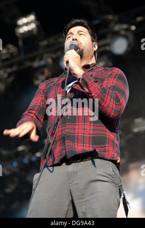Chino Moreno chanteur de groupe de metal alternatif américain Deftones effectue à la Zurich Openair 2013. Banque D'Images
