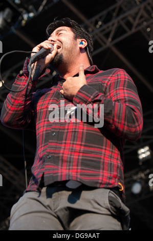 Chino Moreno chanteur de groupe de metal alternatif américain Deftones effectue à la Zurich Openair 2013. Banque D'Images