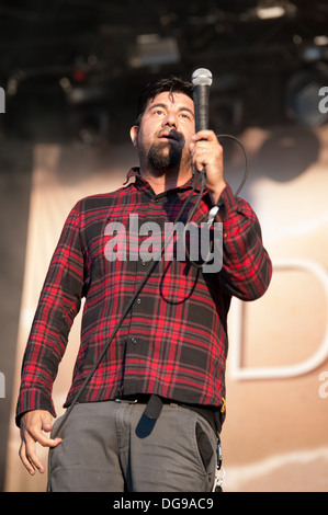 Chino Moreno chanteur de groupe de metal alternatif américain Deftones effectue à la Zurich Openair 2013. Banque D'Images