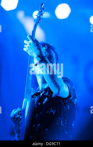 Nick McCarthy, du groupe de rock indépendant écossais Franz Ferdinand lors du Festival Openair Zurich 2013. Banque D'Images