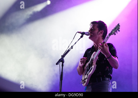 Nick McCarthy, du groupe de rock indépendant écossais Franz Ferdinand lors du Festival Openair Zurich 2013. Banque D'Images