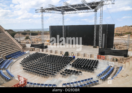 Israël, Césarée, l'amphithéâtre, sur la rive sud de la ville actuellement utilisés pour des spectacles en plein air Banque D'Images