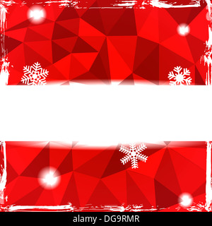 Triangle rouge grunge fond de Noël avec des bannières et des flocons Banque D'Images