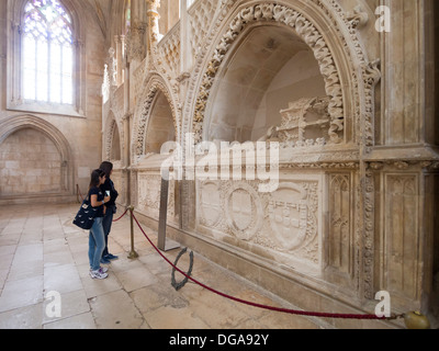 Les tombeaux du roi à Chapelle des fondateurs au Monastère de Santa Maria da Vitória (aka Monastère de Batalha), Batalha, Portugal Banque D'Images