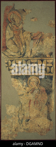 De l'Annonciation. Fresque représentant la Vierge Marie à genoux devant l'ange messager. 12e siècle. L'Espagne. Banque D'Images
