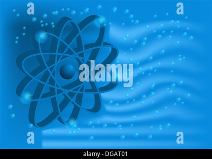 Électron abstrait sur fond bleu. Banque D'Images