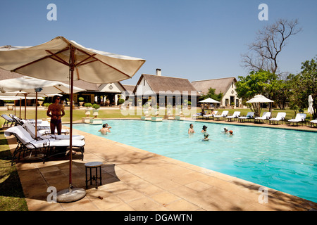 Le Royal Livingstone Hotel, hôtel de luxe 5 étoiles situé près de la Zambie Chutes Victoria, Afrique du Sud Banque D'Images